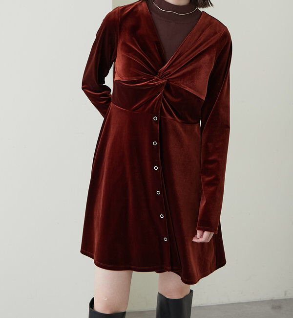  「ベロアミニワンピース」|ワンピース|