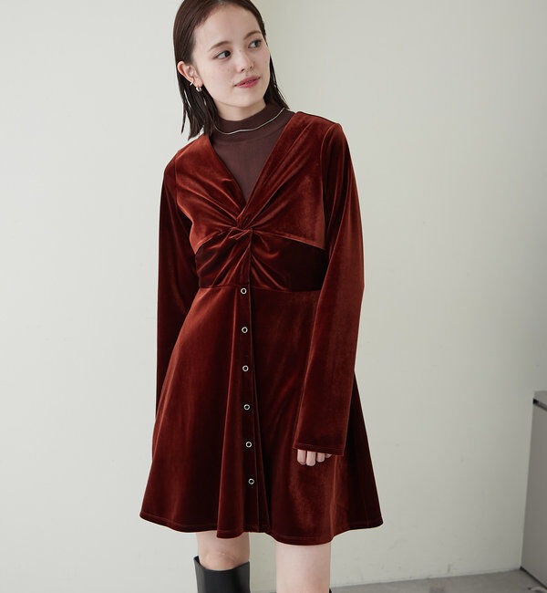  「ベロアミニワンピース」|ワンピース|