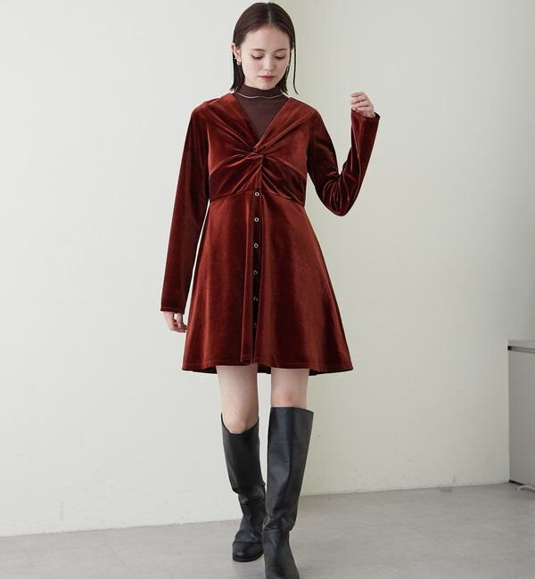  「ベロアミニワンピース」|ワンピース|