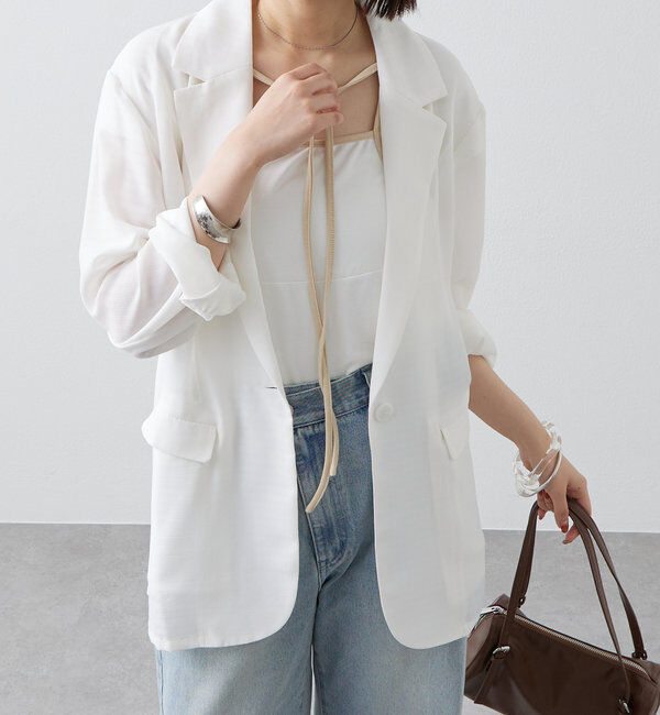  「【軽い着心地。暑い日も◎】シアーチェックジャケット」|テーラードジャケット|