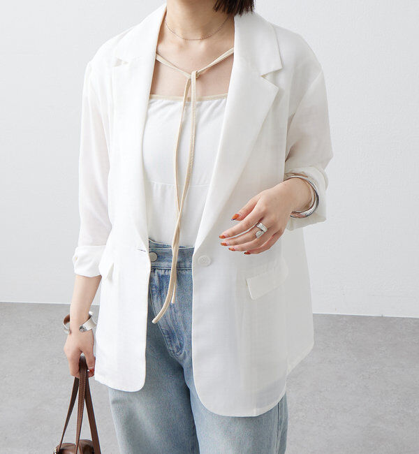  「【軽い着心地。暑い日も◎】シアーチェックジャケット」|テーラードジャケット|