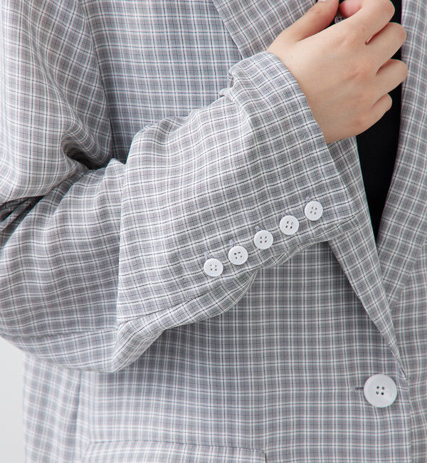  「【軽い着心地。暑い日も◎】シアーチェックジャケット」|テーラードジャケット|