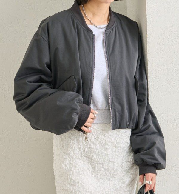  「サテンショートブルゾン」|ブルゾン・スタジャン|ブラック