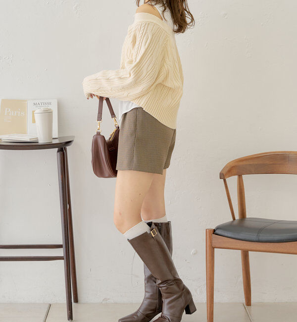  「【セットアップ対応】ダブルベルトキュロットショートパンツ」|チノ|