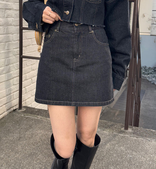  「【WEB限定/セットアップ対応】ポケット刺繍台形デニムスカート」|スカート|