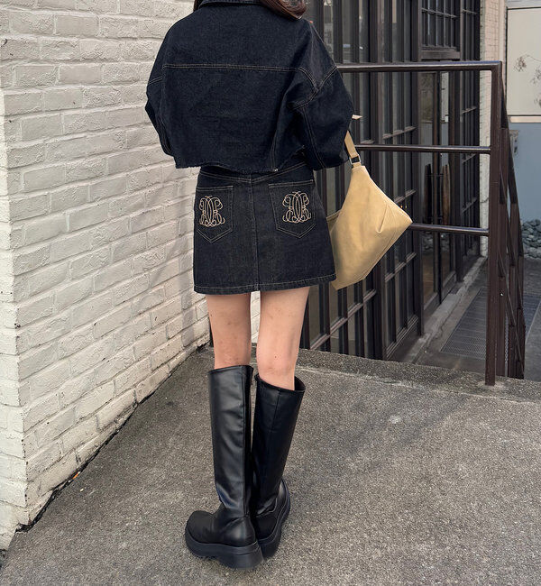  「【WEB限定/セットアップ対応】ポケット刺繍台形デニムスカート」|スカート|