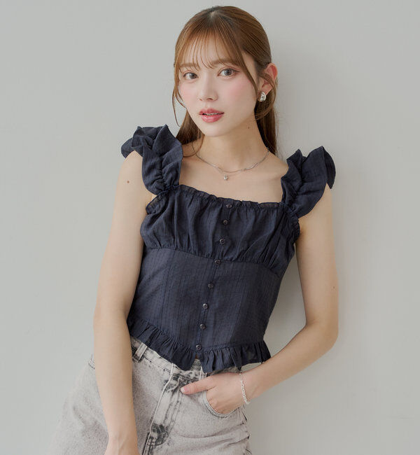  「シアーノースリフリルブラウス」|シャツ・ブラウス|