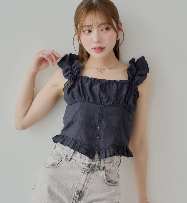  「シアーノースリフリルブラウス」|シャツ・ブラウス|
