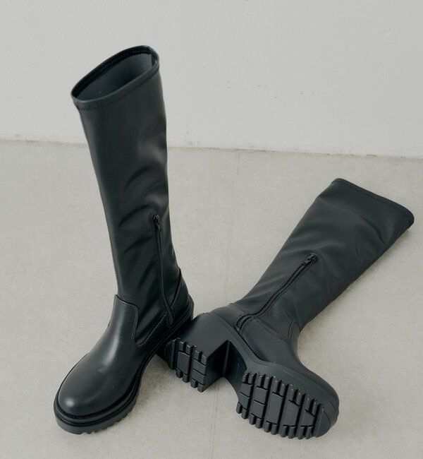  「【REVIVAL】厚底チャンキーストレッチロングブーツ」|ロングブーツ|