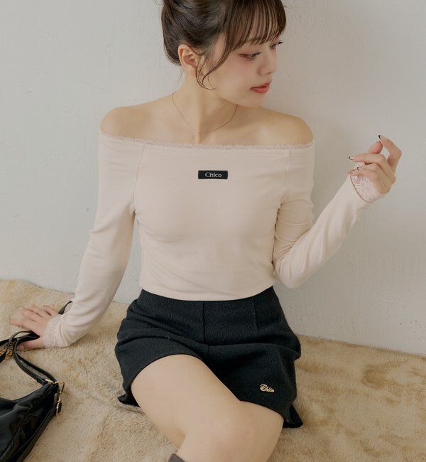  「カップ付きレースコンパクトトップス」|Tシャツ・カットソー|ピンク