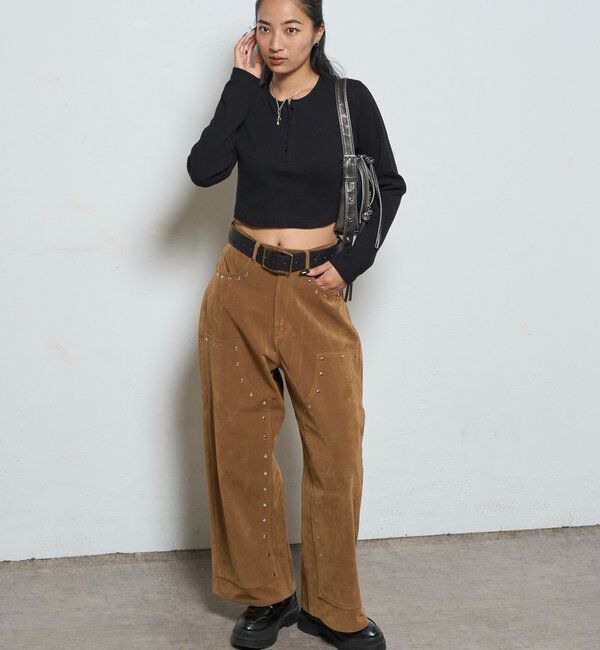  「【WEB限定】ヘンリーネックショートトップス」|Tシャツ・カットソー|