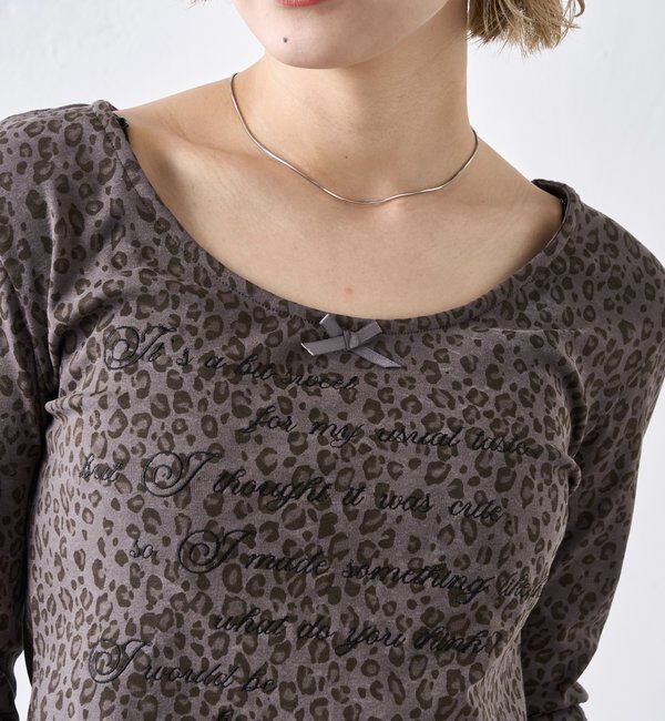  「レオパード(ヒョウ柄)メッセージトップス」|Tシャツ・カットソー|