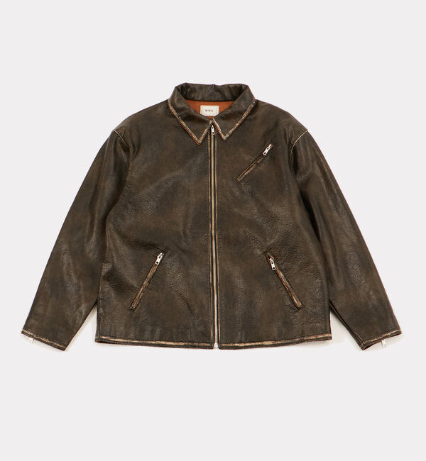  「ヴィンテージライクボンディングフェイクレザージャケット 」|ブルゾン・スタジャン|