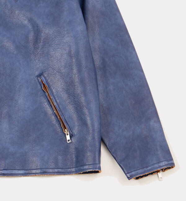  「ヴィンテージライクボンディングフェイクレザージャケット 」|ブルゾン・スタジャン|