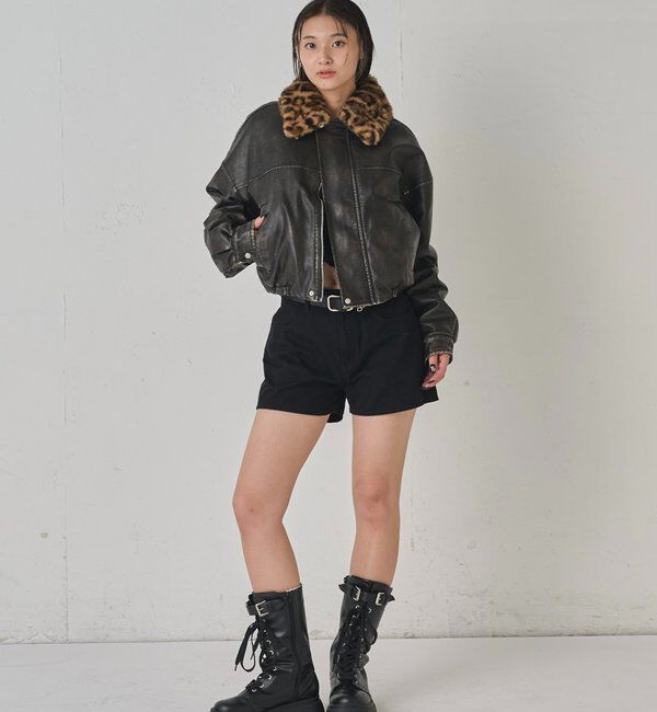  「【UNISEX/サイズ展開あり】3way ヴィンテージライクレザーボアブルゾン」|ブルゾン・スタジャン|