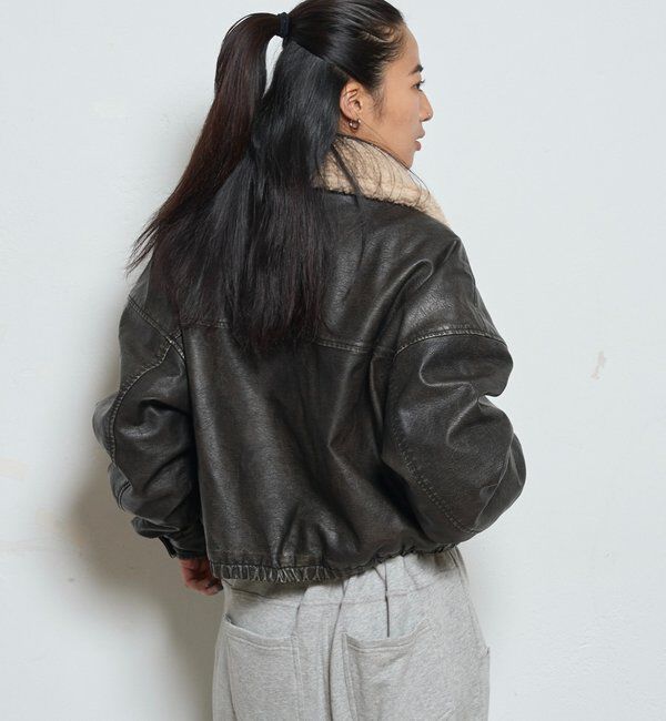  「【UNISEX/サイズ展開あり】3way ヴィンテージライクレザーボアブルゾン」|ブルゾン・スタジャン|