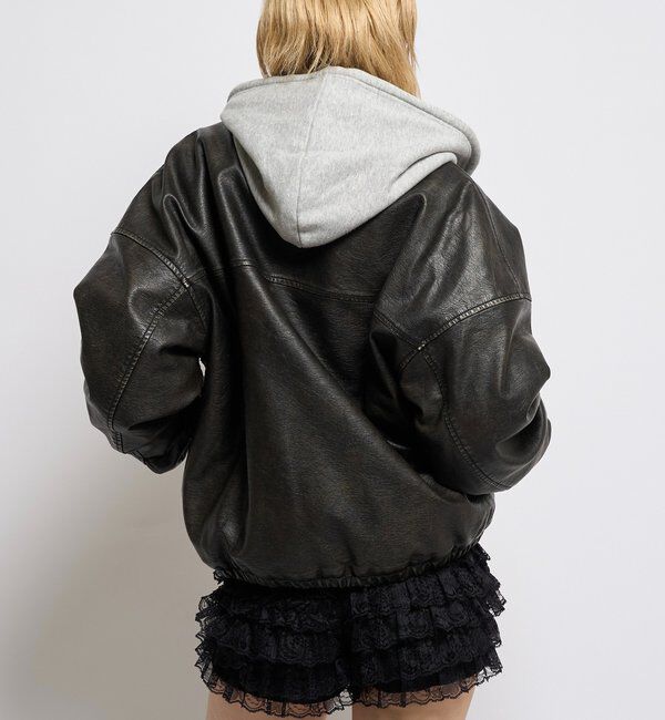  「【UNISEX/サイズ展開あり】3way ヴィンテージライクレザーボアブルゾン」|ブルゾン・スタジャン|