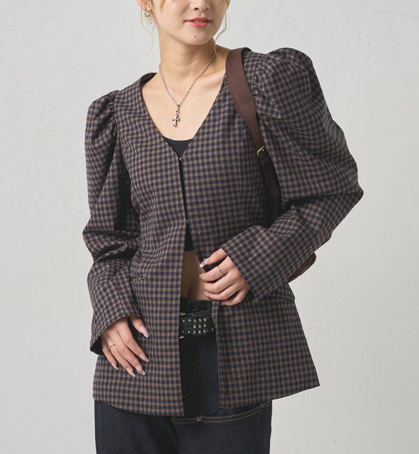  「【SixM/シックスエム】  パフスリーブジャケット」|テーラードジャケット|