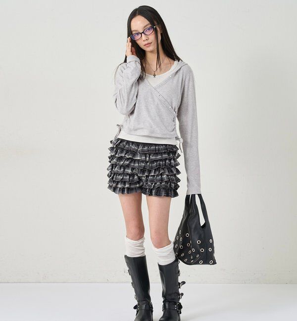  「STUDS RIB WRAP HOODIE」|パーカー|