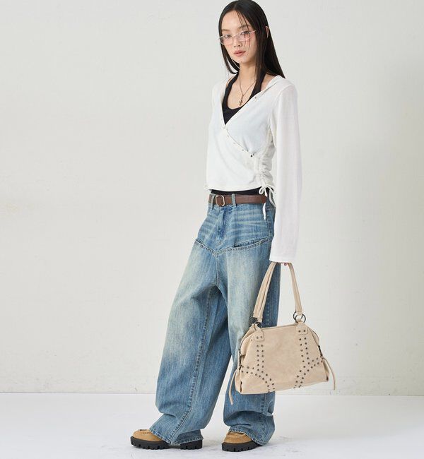  「STUDS RIB WRAP HOODIE」|パーカー|