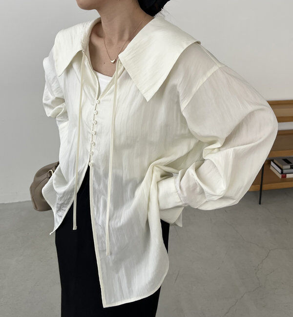  「【セットアイテム】ビスチェ付BIG襟シャツ」|シャツ・ブラウス|