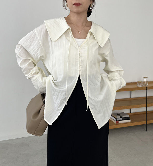  「【セットアイテム】ビスチェ付BIG襟シャツ」|シャツ・ブラウス|