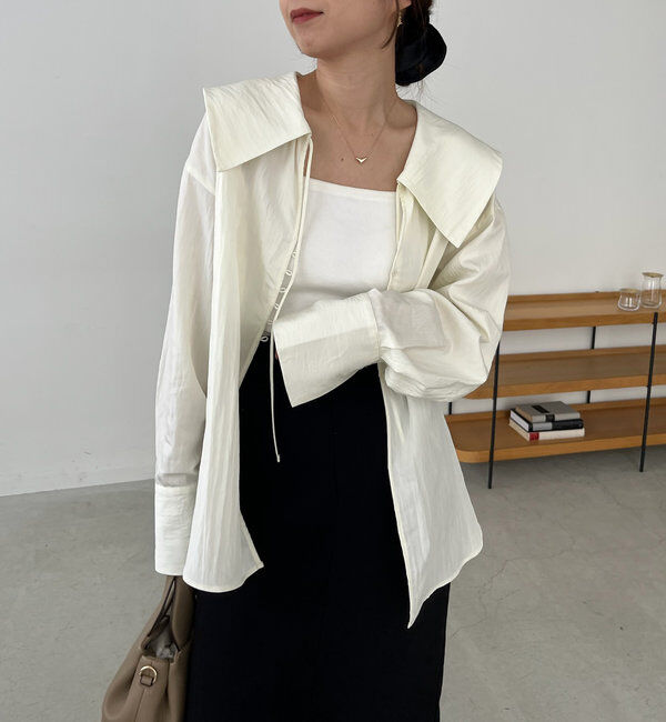  「【セットアイテム】ビスチェ付BIG襟シャツ」|シャツ・ブラウス|