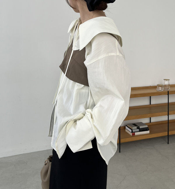  「【セットアイテム】ビスチェ付BIG襟シャツ」|シャツ・ブラウス|