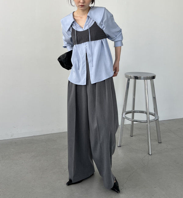  「【セットアイテム】ビスチェ付BIG襟シャツ」|シャツ・ブラウス|