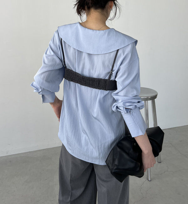  「【セットアイテム】ビスチェ付BIG襟シャツ」|シャツ・ブラウス|