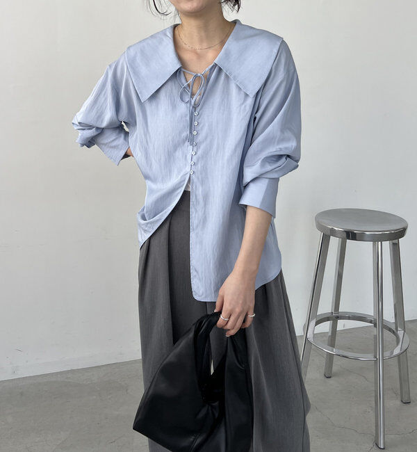  「【セットアイテム】ビスチェ付BIG襟シャツ」|シャツ・ブラウス|