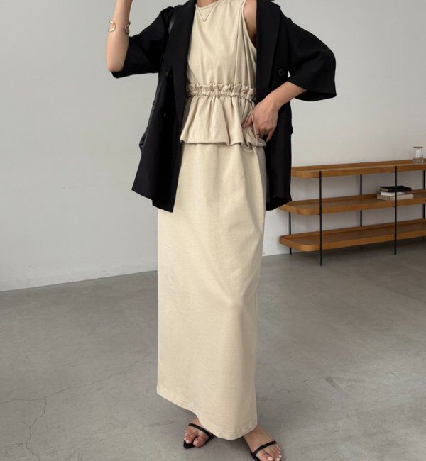  「【低身長サイズあり】バルーンペプラムワンピース」|ワンピース|