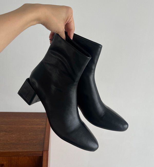  「スクエアヒールショートブーツ」|ショートブーツ|