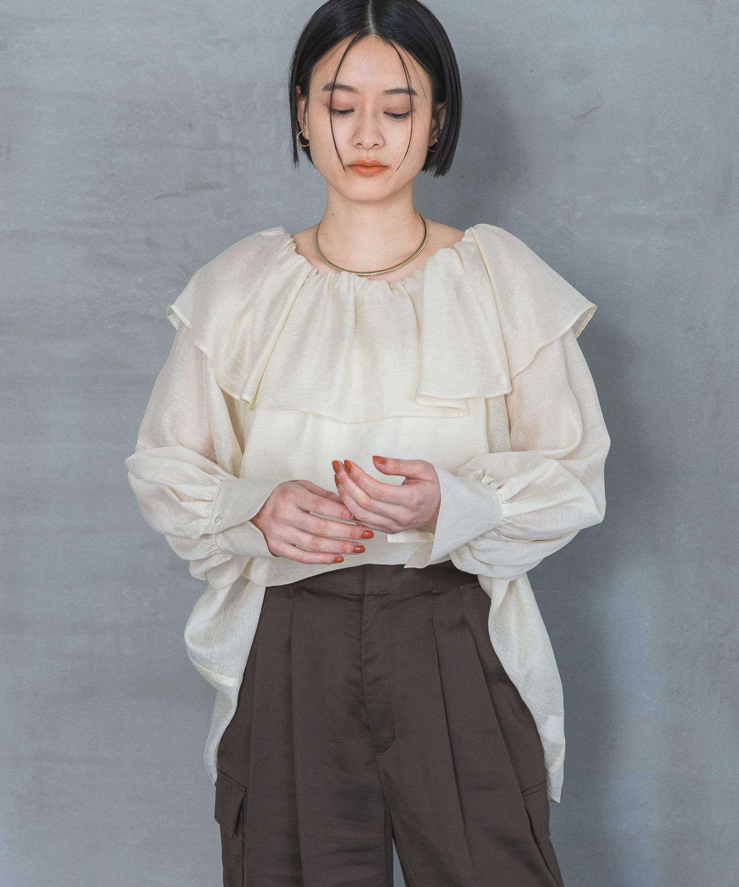 A part by 「リネンフリルブラウス」|シャツ・ブラウス|ナチュラル