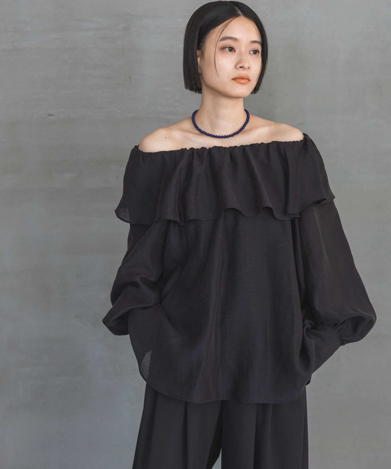 A part by 「リネンフリルブラウス」|シャツ・ブラウス|ブラック
