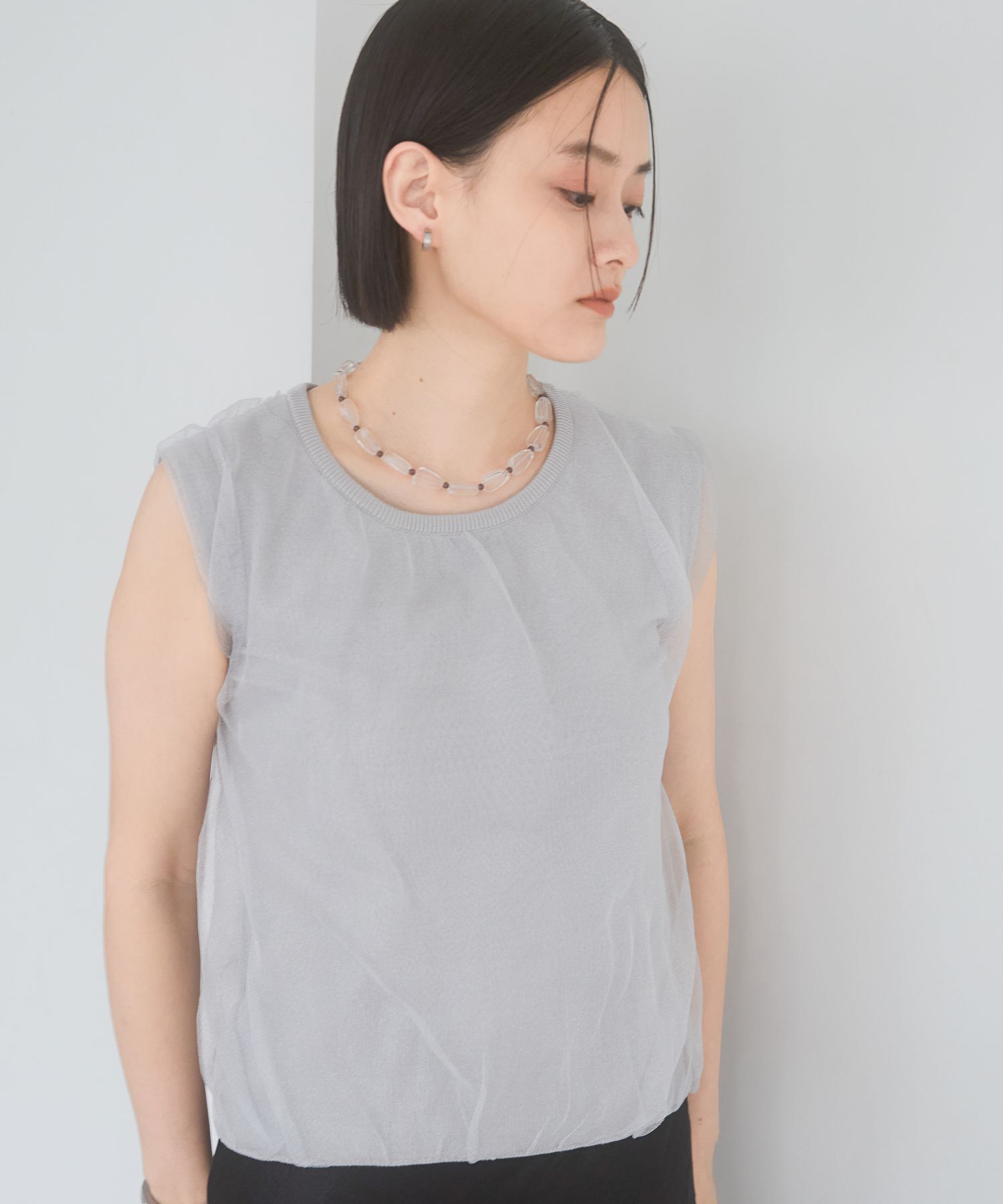 A part by 「ニットチュールレイヤードノースリーブ」|ニット・セーター|ライトグレー