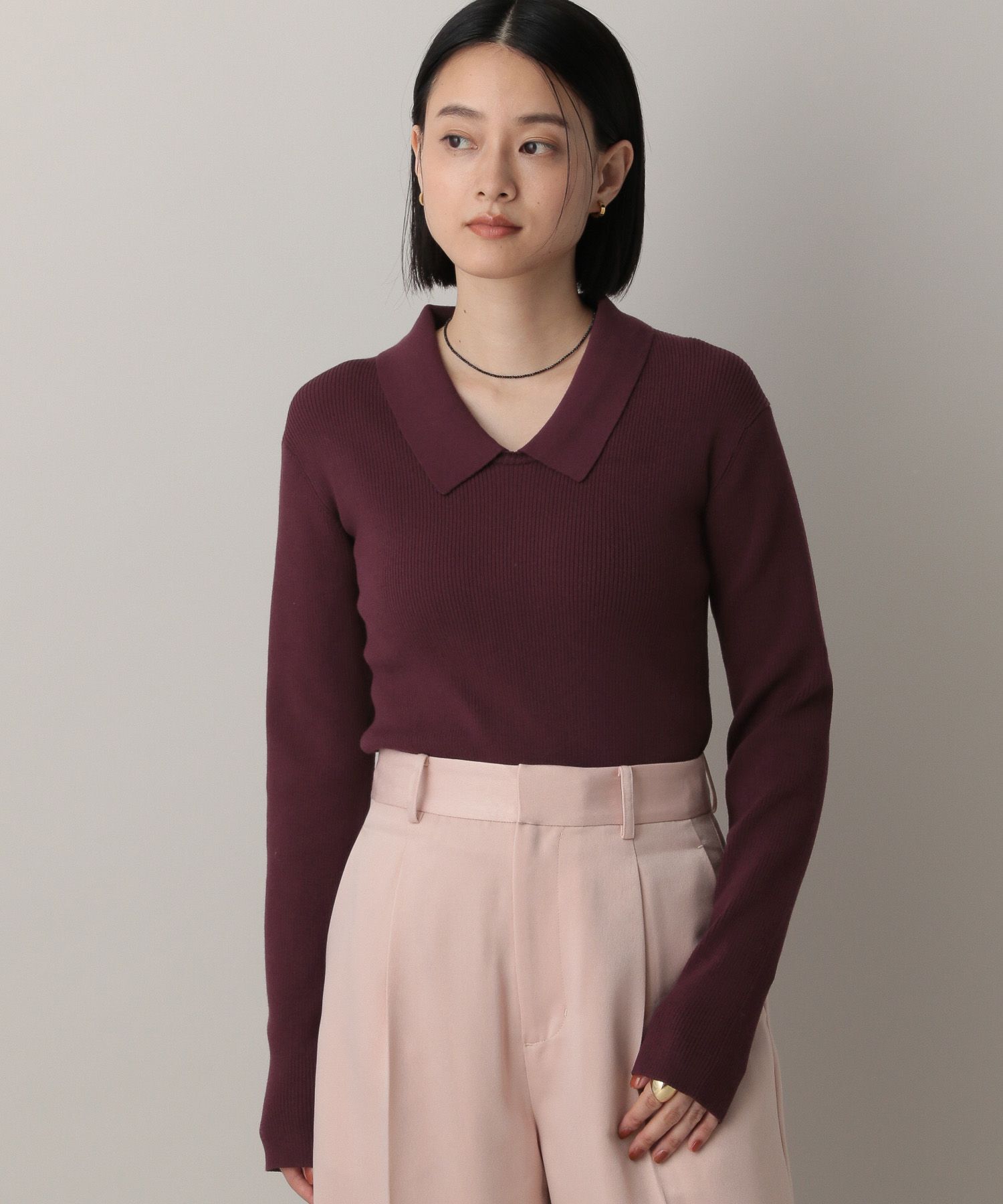 A part by 「エリツキリブニットプルオーバー_長袖」|ニット・セーター|ボルドー