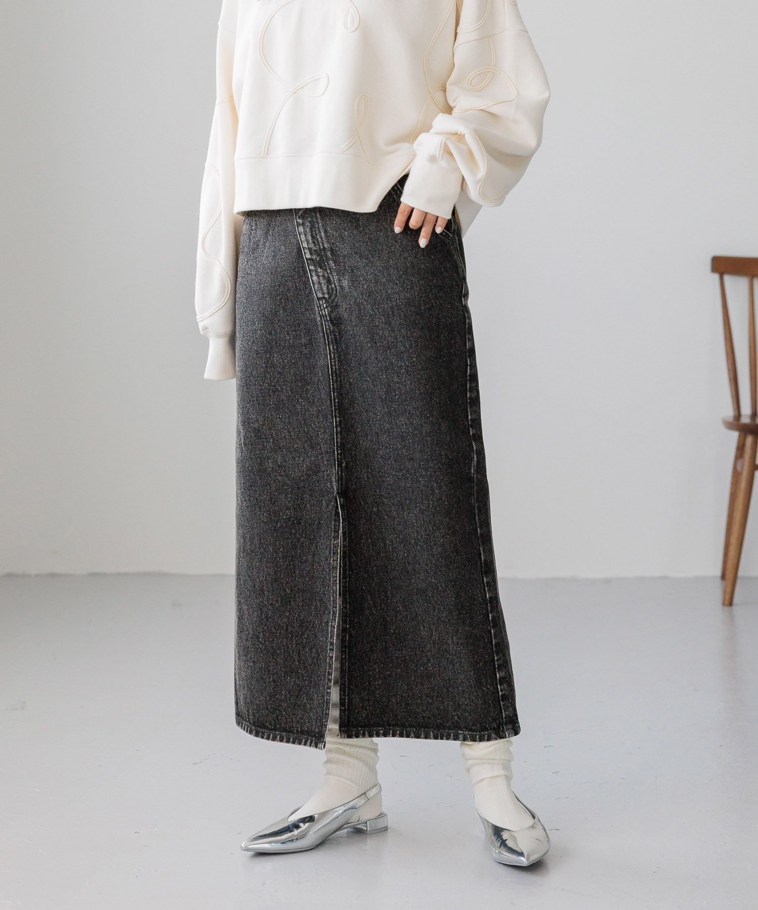 LOWRYS FARM「ＣＯＮＥ／アシメタイトスカート」|スカート|BLK