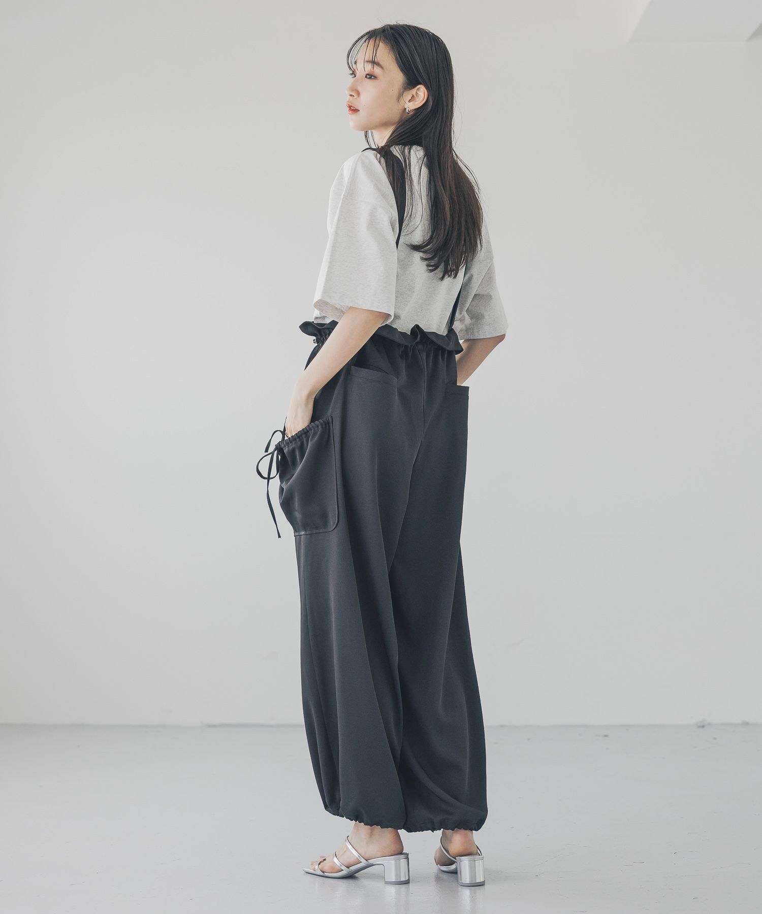 LOWRYS FARM「ウエストフリルリボンサロペ」|オールインワン|