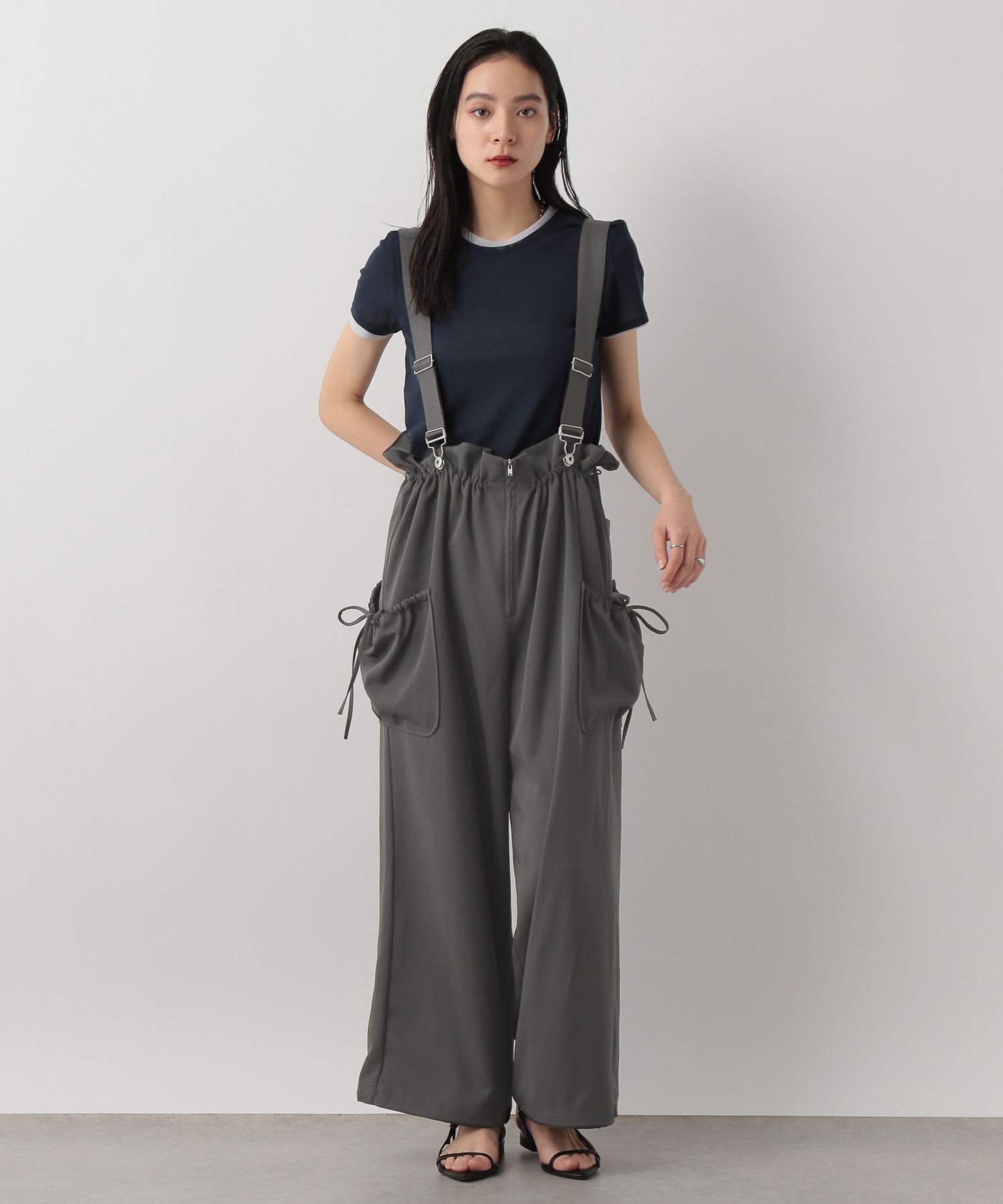 LOWRYS FARM「ウエストフリルリボンサロペ」|オールインワン|