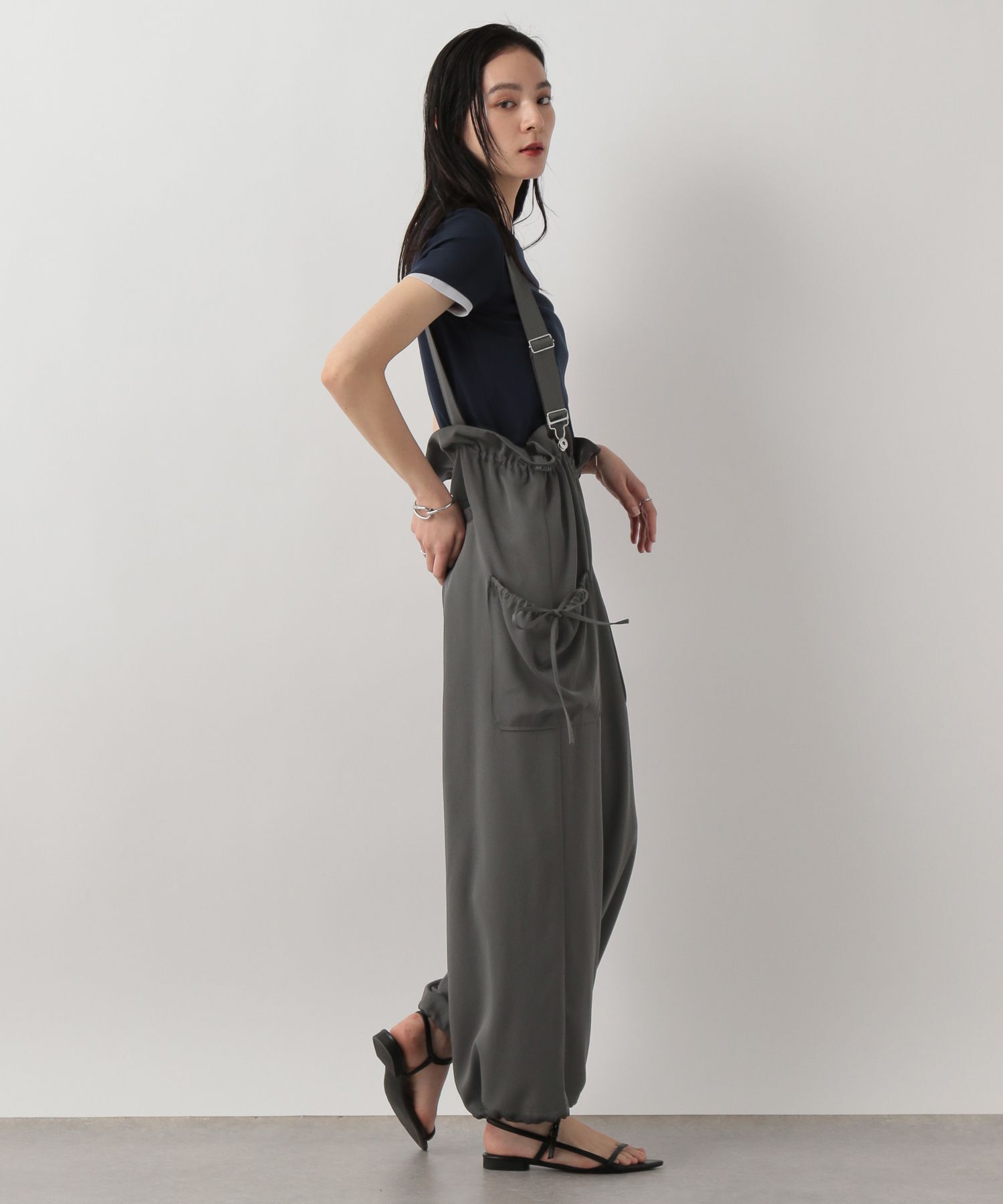 LOWRYS FARM「ウエストフリルリボンサロペ」|オールインワン|