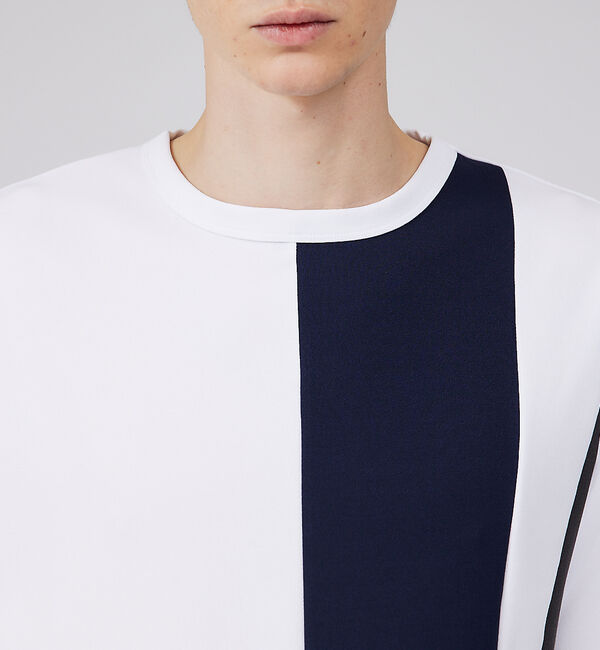 ABAHOUSE「【梨地】ストライプ切替 長袖Tシャツ / スウェット」|Tシャツ・カットソー|