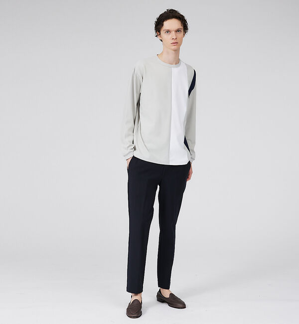 ABAHOUSE「【梨地】ストライプ切替 長袖Tシャツ / スウェット」|Tシャツ・カットソー|