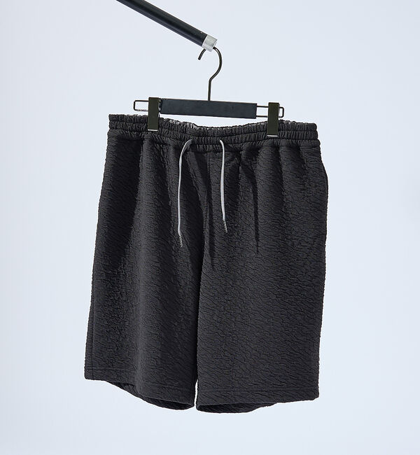 ABAHOUSE「【セットアップ対応】ウェーブリンクル　フクレジャガード ショートパンツ/ オーバ」|その他|ブラック