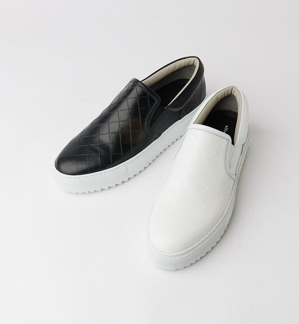 alfredoBANNISTER「【Margom社】厚底シャークソール 格子 レザー スリッポン スニーカー【予約」|スニーカー|