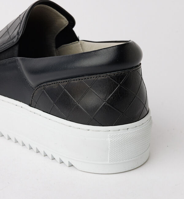 alfredoBANNISTER「【Margom社】厚底シャークソール 格子 レザー スリッポン スニーカー【予約」|スニーカー|