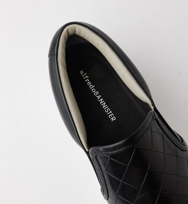 alfredoBANNISTER「【Margom社】厚底シャークソール 格子 レザー スリッポン スニーカー【予約」|スニーカー|