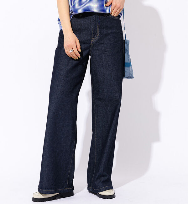 Rouge vif「【SOMETHING/サムシング】LISA ワイド デニムパンツ」|デニム|ダークネイビー