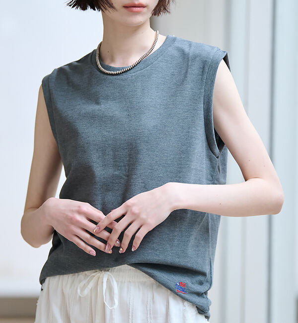 Rouge vif「【JEMORGAN/ジェーイーモーガン】カノコノースリーブカットソー/TCカノコ」|Tシャツ・カットソー|チャコールグレー