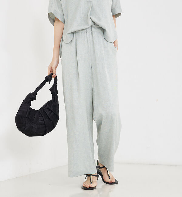 qualite「【セットアップ対応】リネンライクワイドイージーパンツ」|その他|グリーン